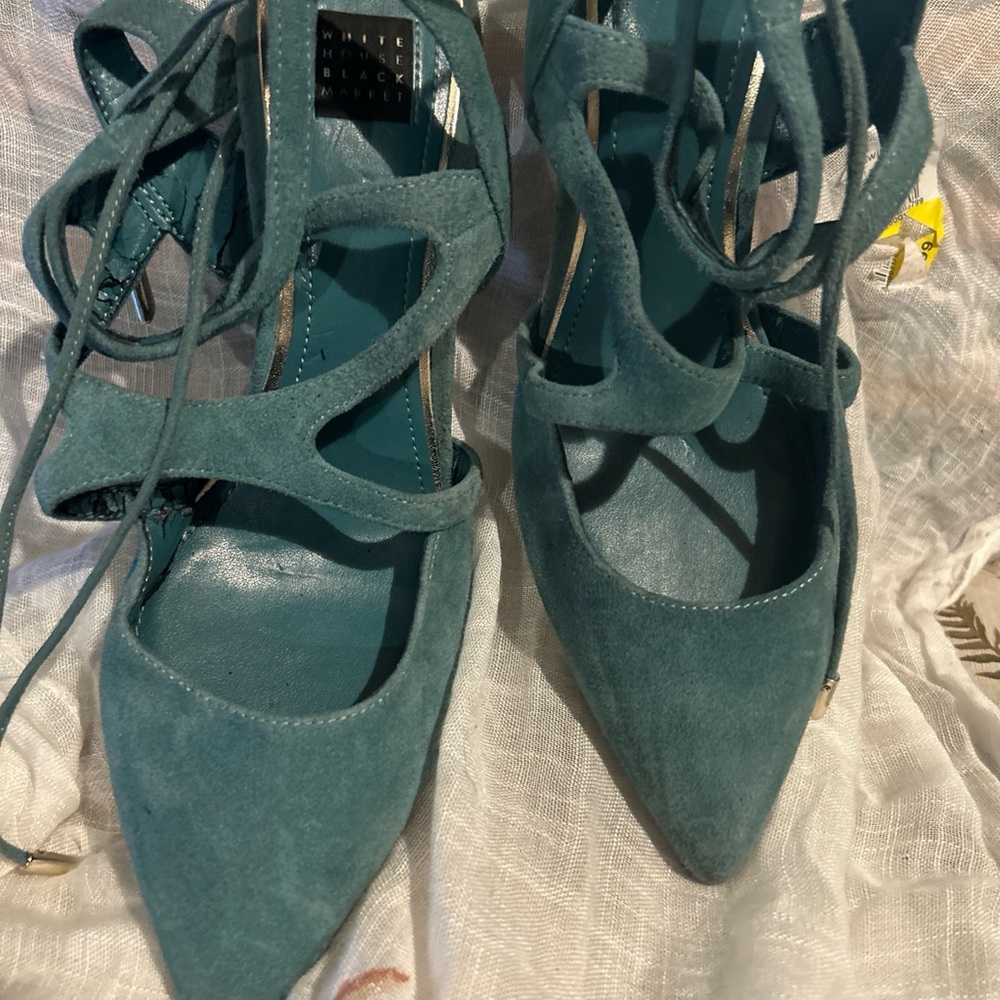 White House Black Market Suede Marlow Strappy Heels